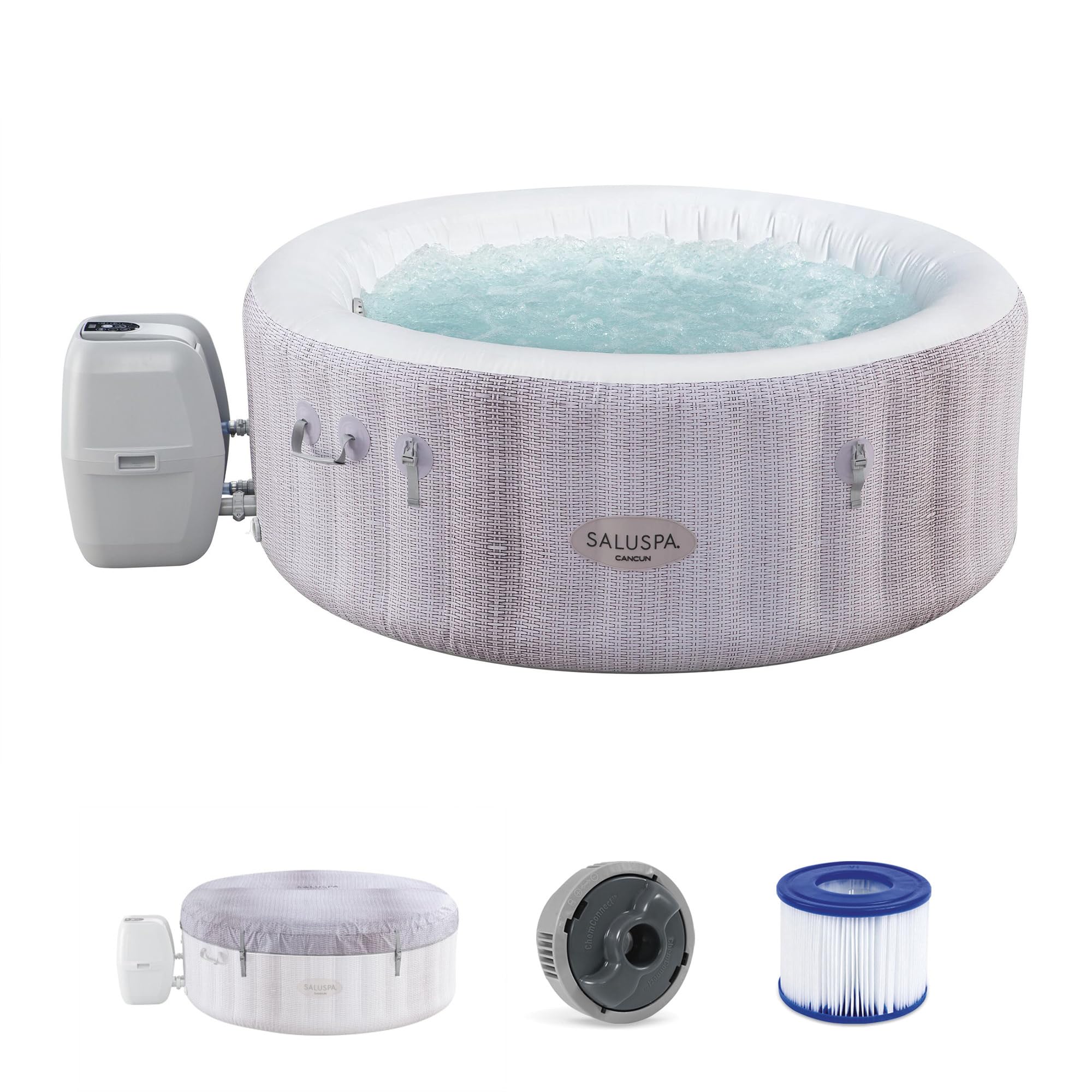 Coleman Palm Springs EnergySense AirJet Inflatable Hot Tub Spa (77" x 28") | Portable Hot Tub with 2 Covers (1 Energy-Efficient Thermal Cover and 1 Standard Cover) | Fits Up to 4-6 Persons | Green