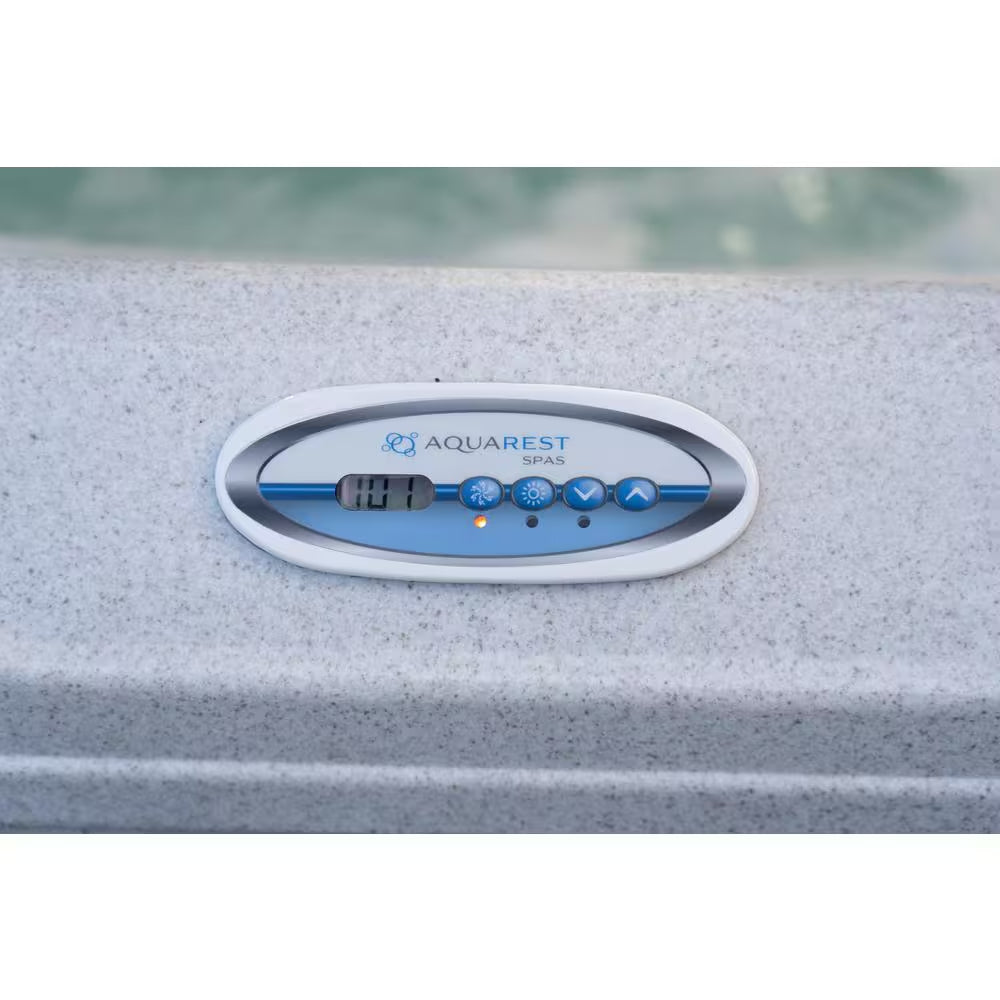 Daydream 3500L 6-Person 35-Jet Hot Tub - Portable Spa W/Ozone, Jacuzzi Pump, Exterior LED & Waterfall & Built-In Cooler