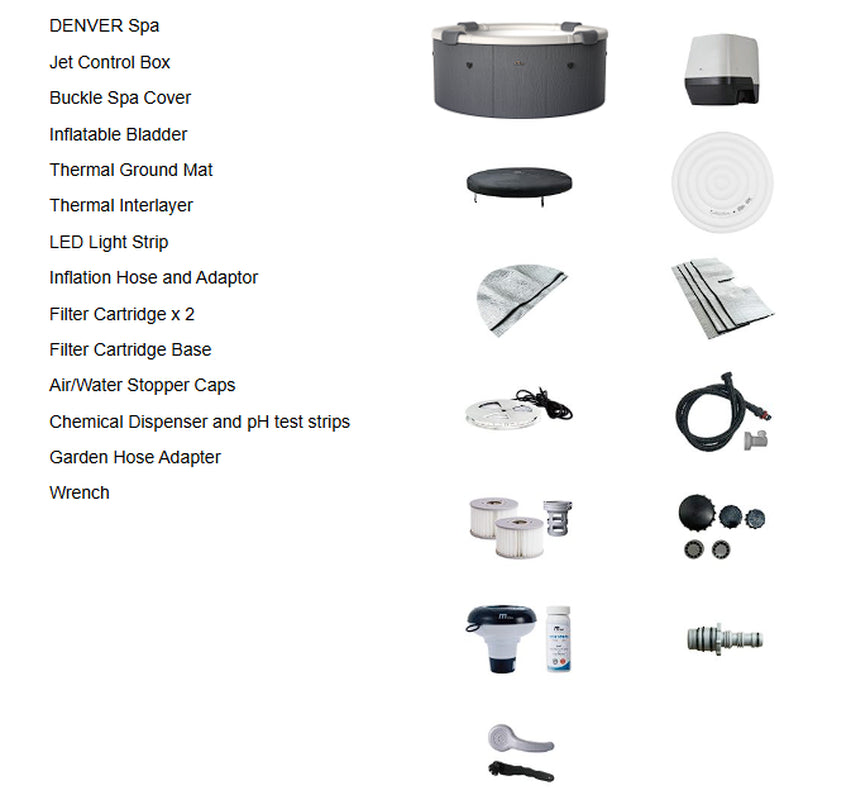 Mspa Denver Whirlpool Inflatable Hot Tub Portable Bubble Spa Hydro Jet LED Light