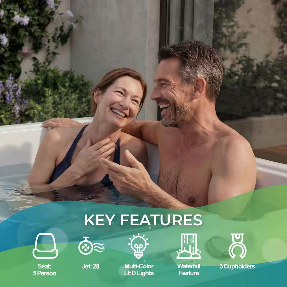LS350 plus 5-Person 28-Jet 110V Plug and Play Spa with Thermal Locking Cover