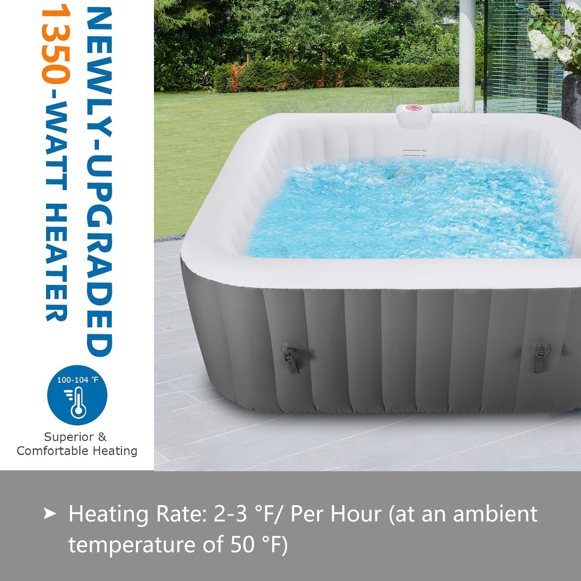 SEGMART 4-6 Person Inflatable Hot Tub Spa with 130 Jets, 73" Outdoor Spa Blow Up Hottub, Outdoor Portable Hottub with Insulated Cover, Floor Protector