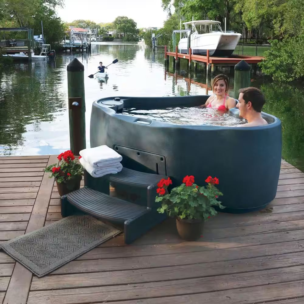 Premium 300 2-Person Plug and Play Hot Tub with 20 Stainless Jets, Heater, Ozone and LED Waterfall in Brownstone