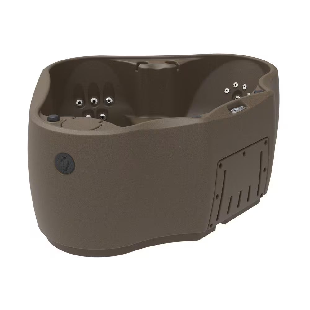 Premium 300 2-Person Plug and Play Hot Tub with 20 Stainless Jets, Heater, Ozone and LED Waterfall in Brownstone