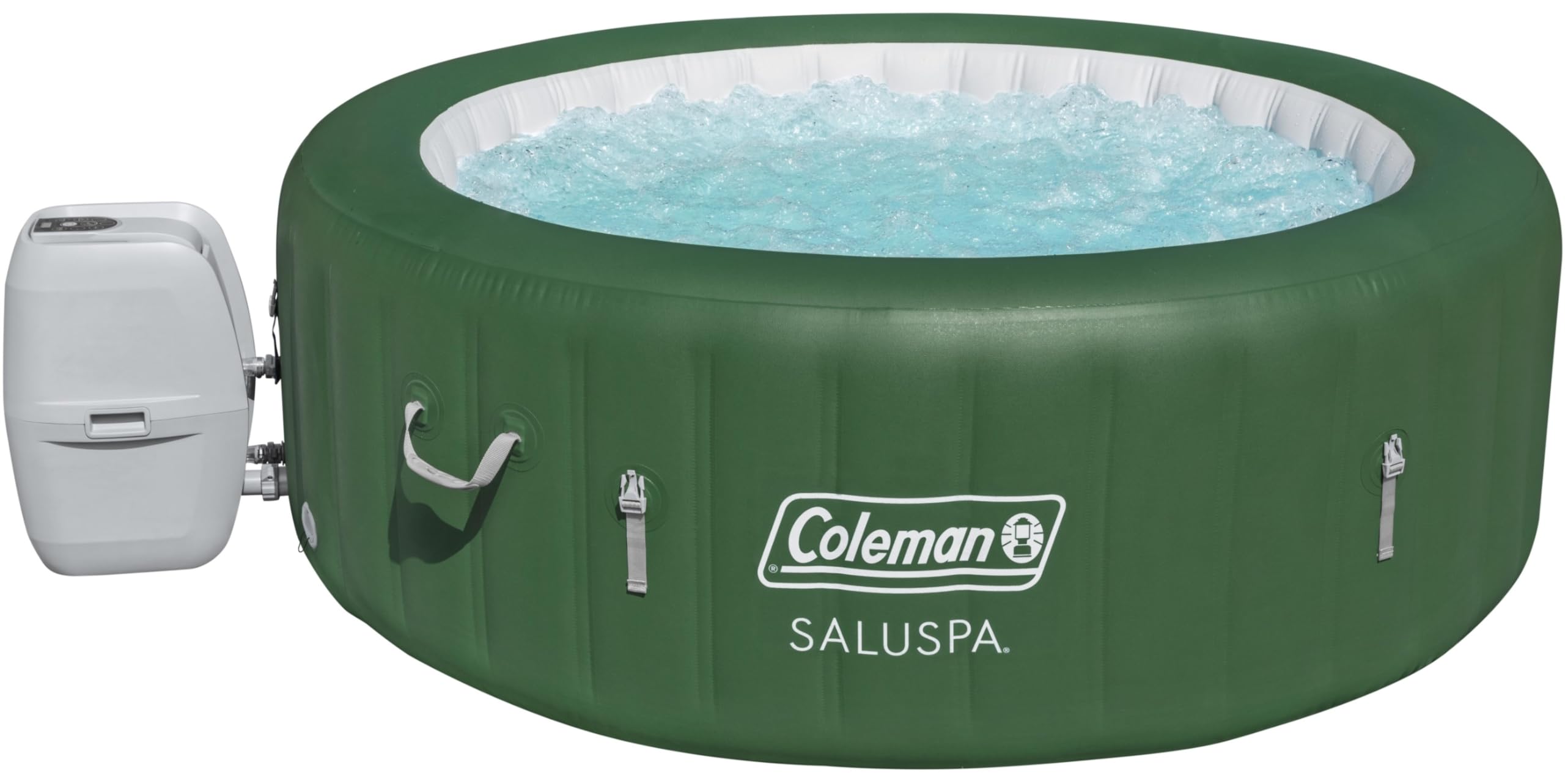 Coleman Palm Springs EnergySense AirJet Inflatable Hot Tub Spa (77" x 28") | Portable Hot Tub with 2 Covers (1 Energy-Efficient Thermal Cover and 1 Standard Cover) | Fits Up to 4-6 Persons | Green