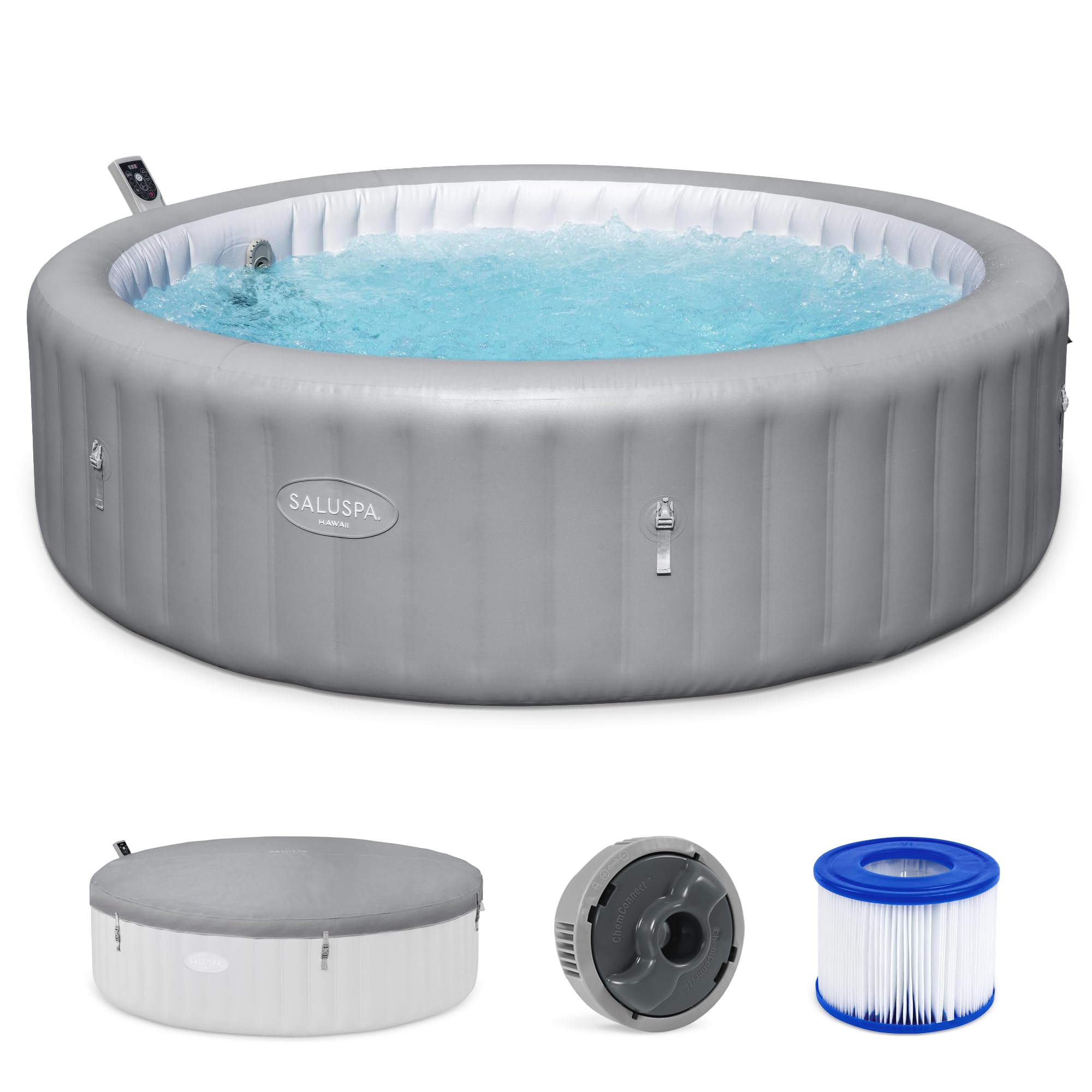 Coleman Palm Springs EnergySense AirJet Inflatable Hot Tub Spa (77" x 28") | Portable Hot Tub with 2 Covers (1 Energy-Efficient Thermal Cover and 1 Standard Cover) | Fits Up to 4-6 Persons | Green