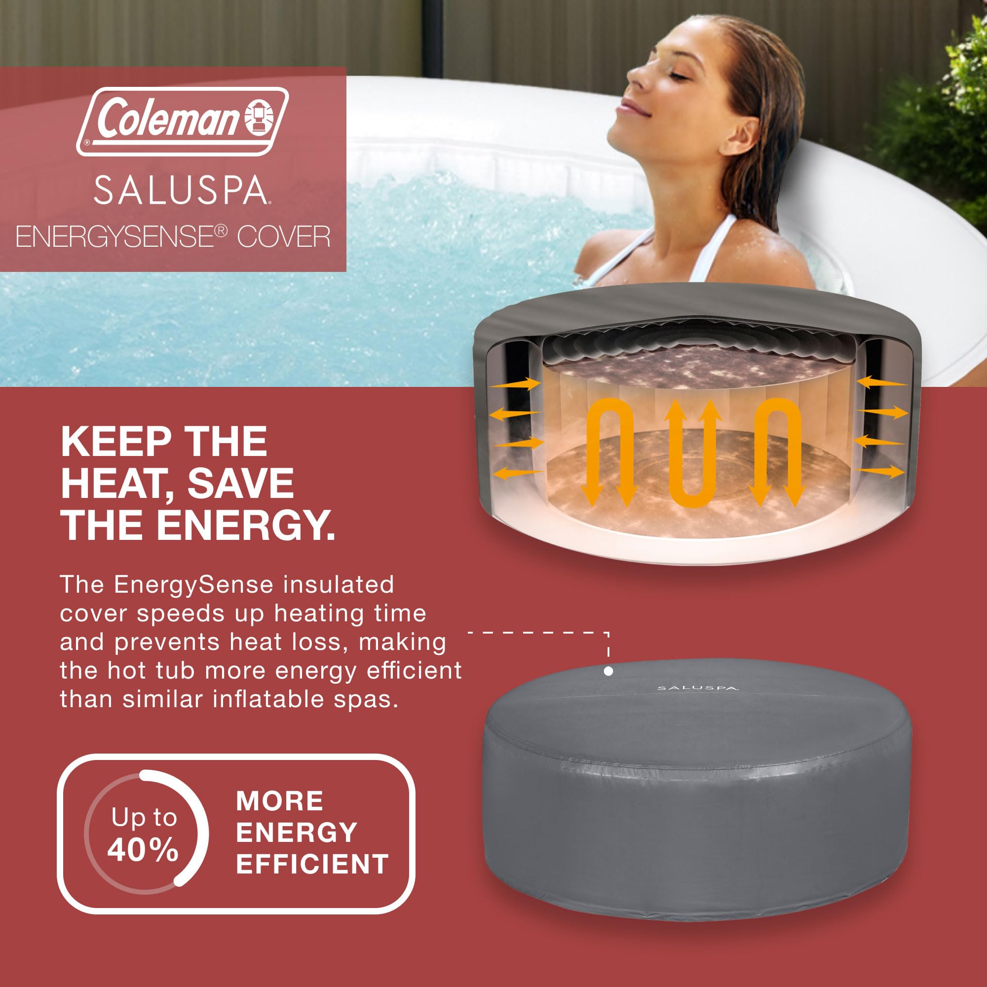 Coleman Ponderosa AirJet Inflatable Hot Tub, 2 to 4 Person Round Portable Outdoor Spa with 120 Air Jets and EnergySense Insulated Cover, 71" x 26"