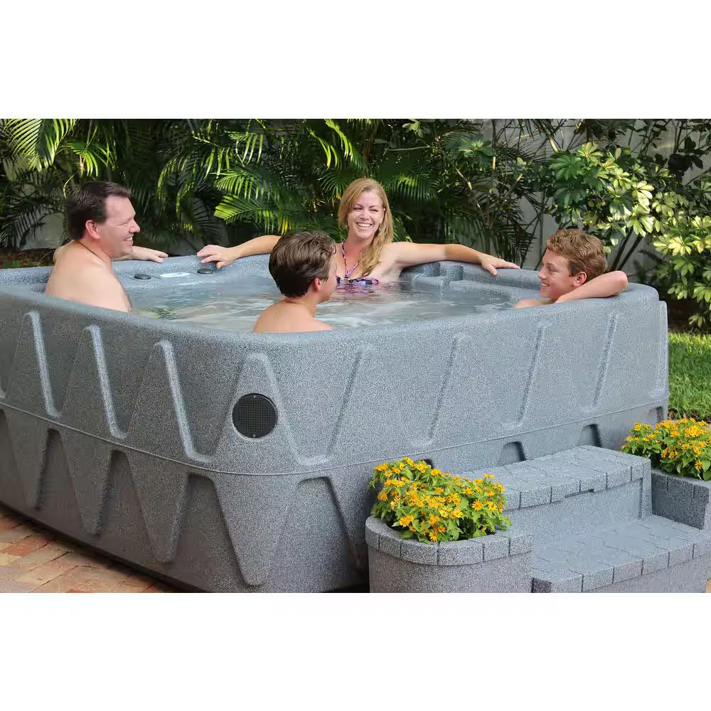 Premium 500 5-Person Plug and Play Hot Tub with 29 Stainless Jets, Heater, Ozone and LED Waterfall in Brownstone