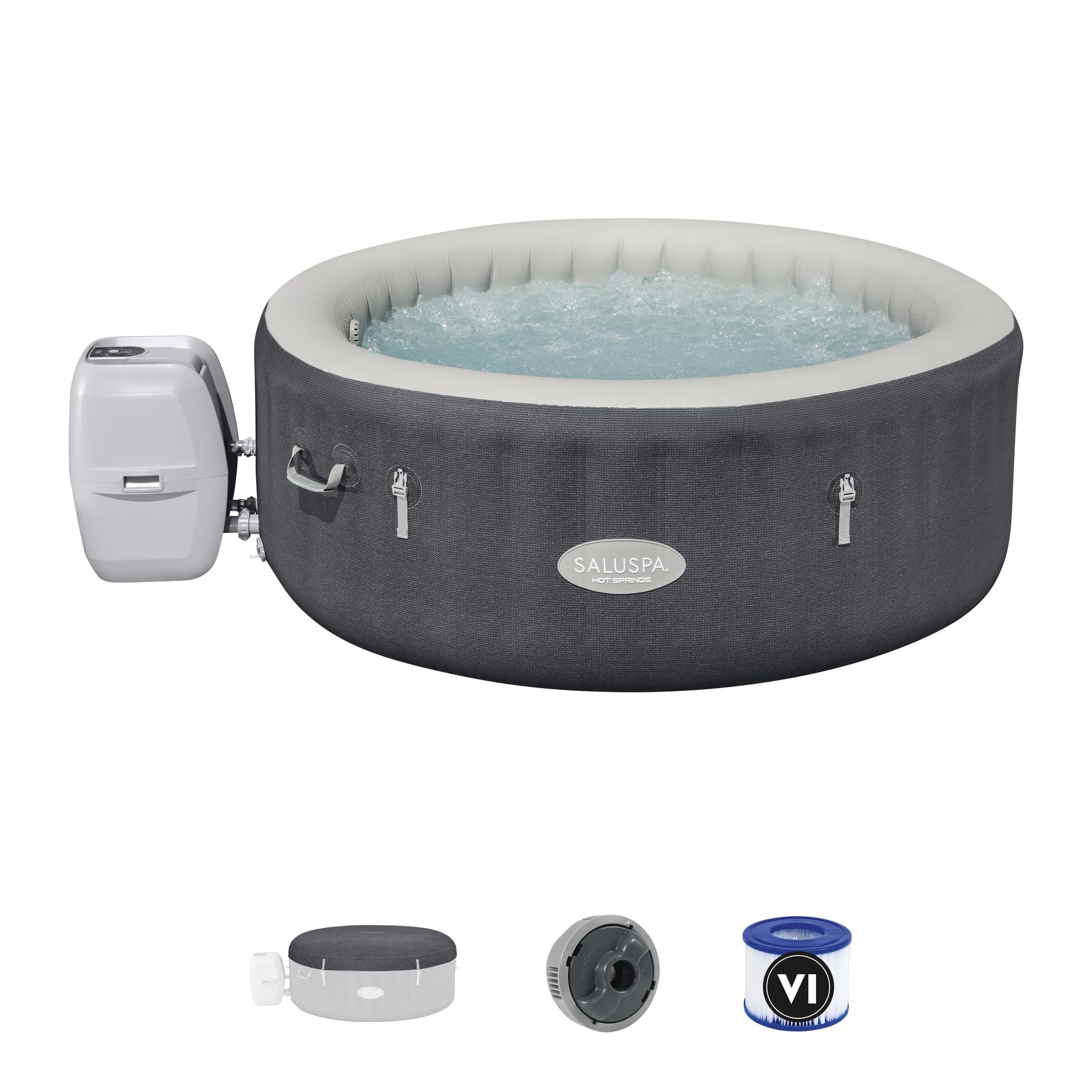 Coleman Palm Springs EnergySense AirJet Inflatable Hot Tub Spa (77" x 28") | Portable Hot Tub with 2 Covers (1 Energy-Efficient Thermal Cover and 1 Standard Cover) | Fits Up to 4-6 Persons | Green