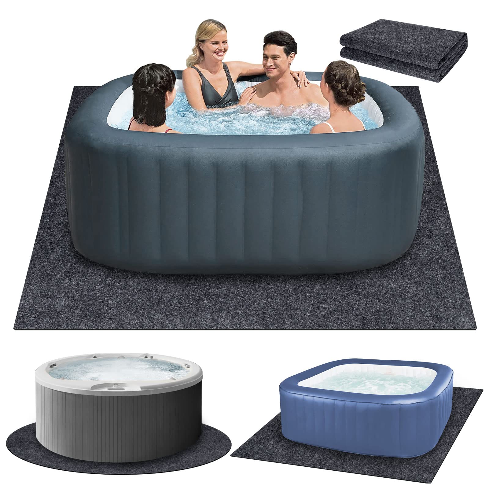 Coleman SaluSpa Atlantis AirJet Inflatable Hot Tub, 4 to 6 Person Square Portable Outdoor Spa with 140 Air Jets, App Control and EnergySense Insulated Cover, 71" x 28"