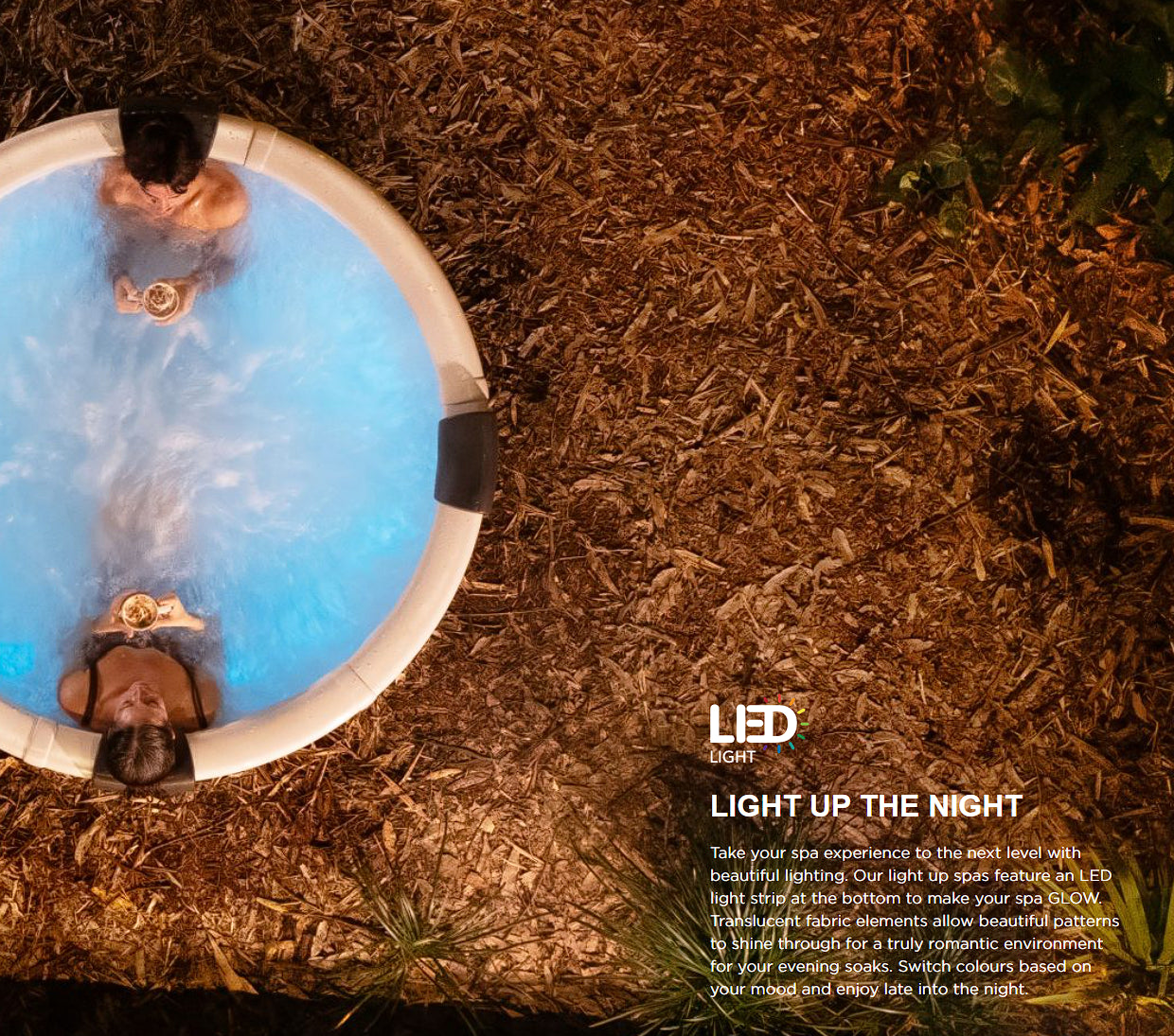 Mspa Denver Whirlpool Inflatable Hot Tub Portable Bubble Spa Hydro Jet LED Light