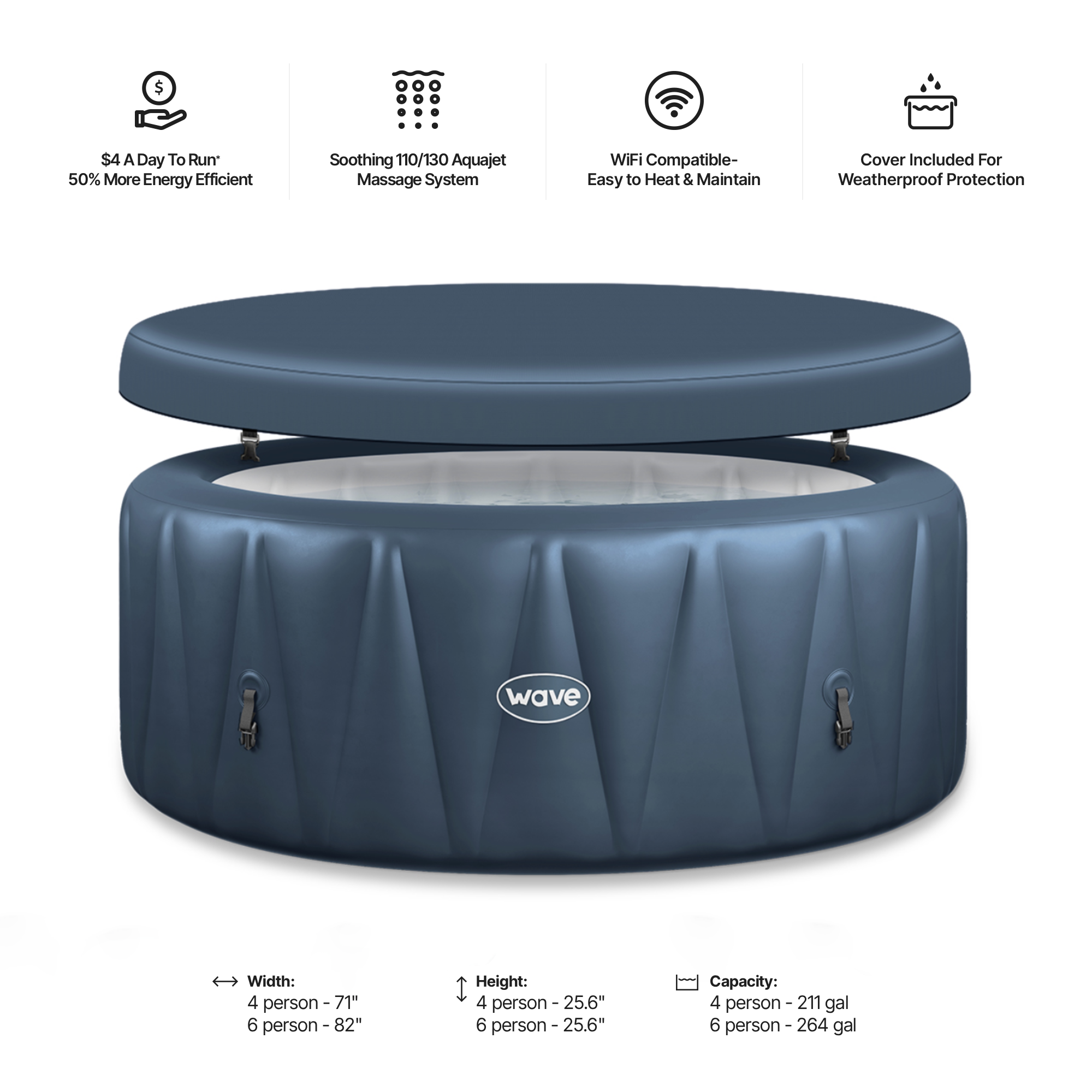 Atlantic | 4/6-Person Inflatable Hot Tub | Built-In Integrated Heater