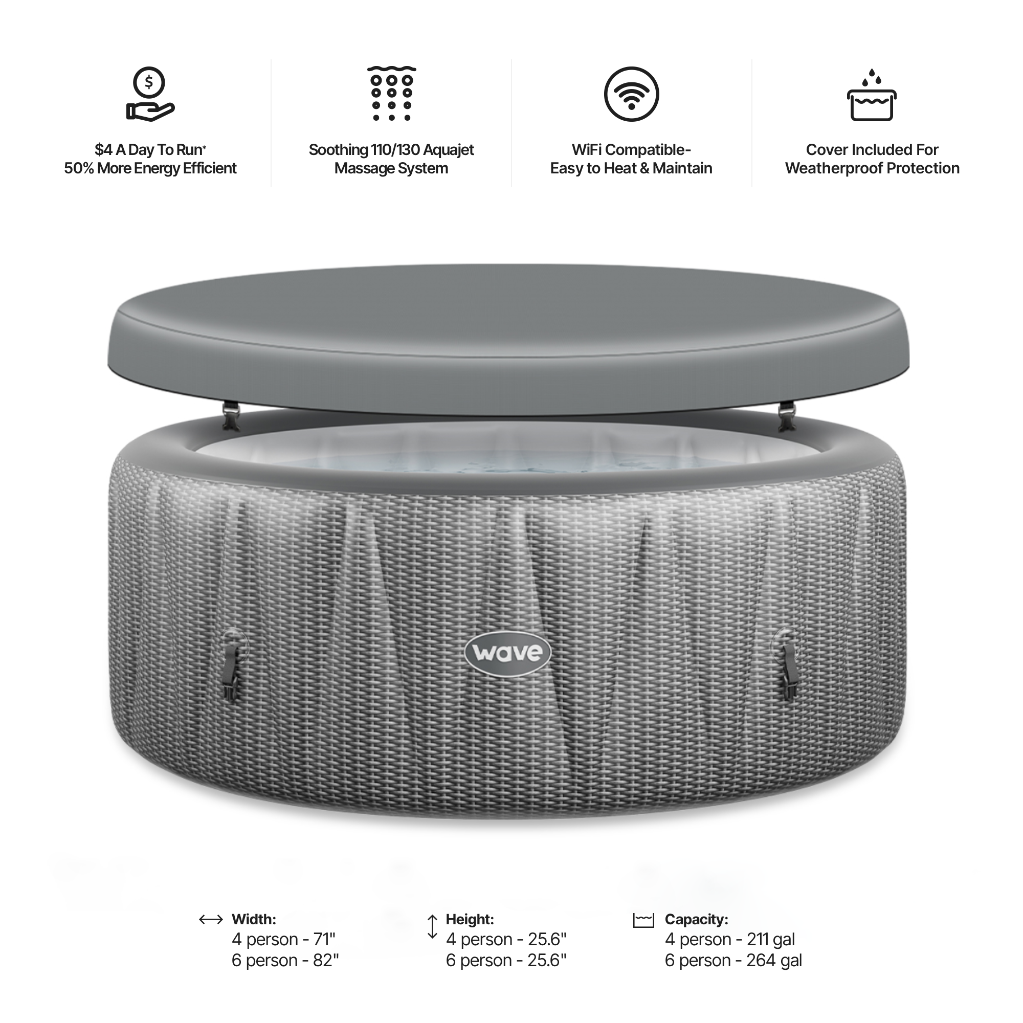 Atlantic | 4/6-Person Inflatable Hot Tub | Built-In Integrated Heater