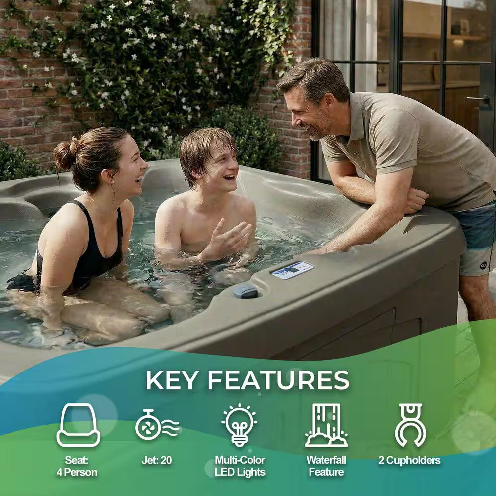LS100DX 4-Person 20-Jet 110-Volt Plug and Play Spa with Waterfall