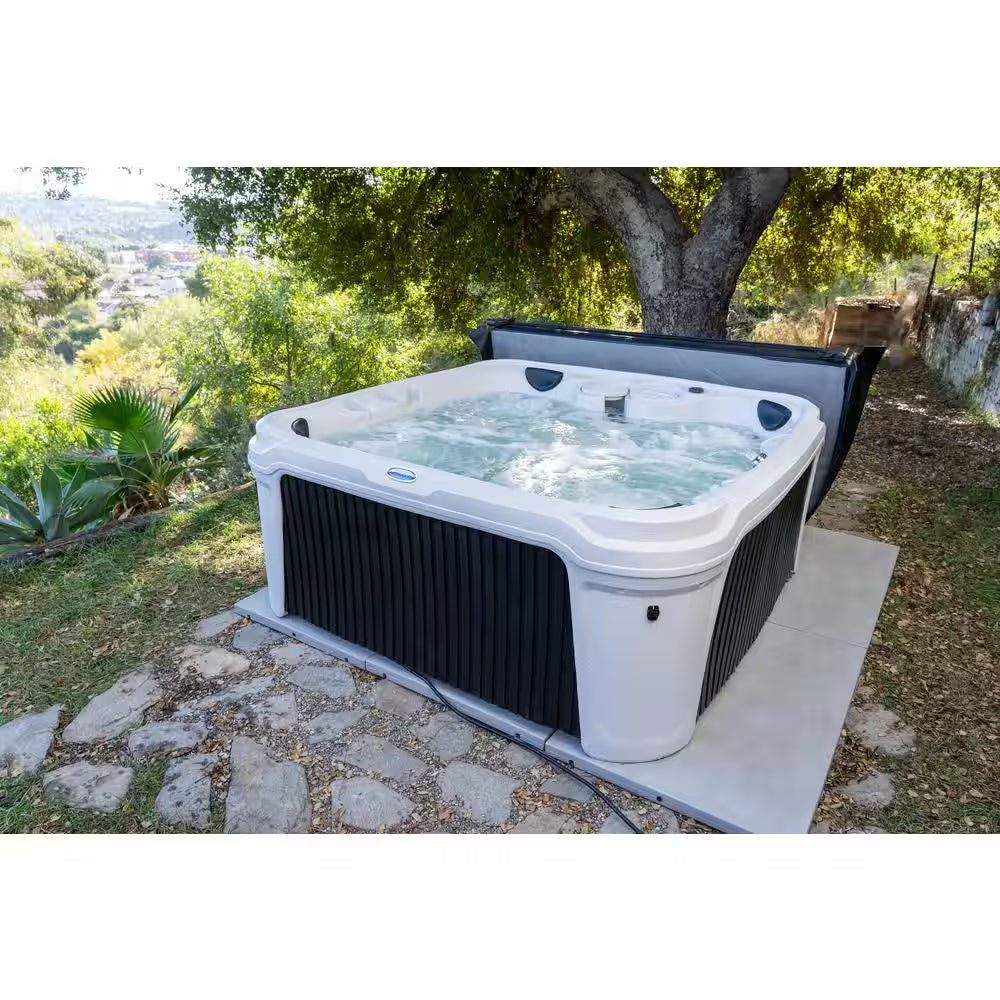 Daydream 3500L 6-Person 35-Jet Hot Tub - Portable Spa W/Ozone, Jacuzzi Pump, Exterior LED & Waterfall & Built-In Cooler