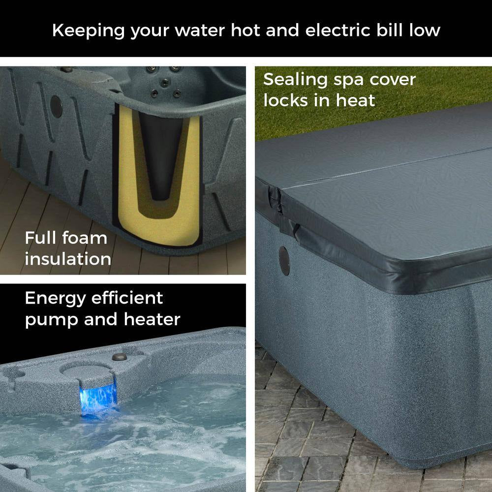 Premium 500 5-Person Plug and Play Hot Tub with 29 Stainless Jets, Heater, Ozone and LED Waterfall in Brownstone