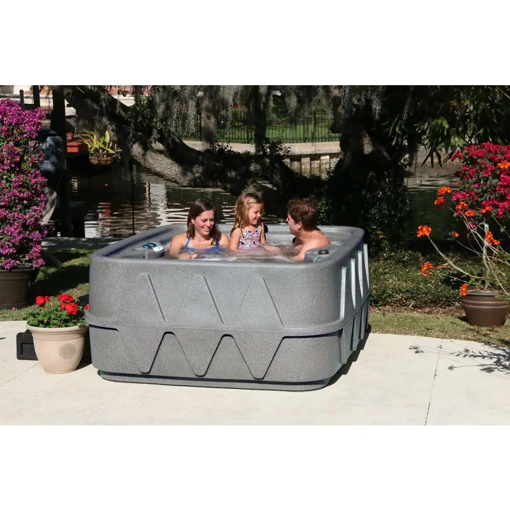 Select 400 4-Person Plug and Play Hot Tub with 20 Stainless Jets and LED Waterfall in Brownstone
