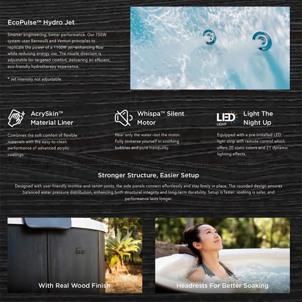 Mspa Denver Whirlpool Inflatable Hot Tub Portable Bubble Spa Hydro Jet LED Light